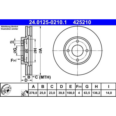 ATE | Bremsscheibe | 24.0125-0210.1