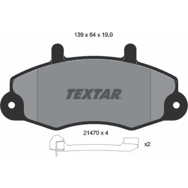 Textar | Bremsbelagsatz, Scheibenbremse | 2147002