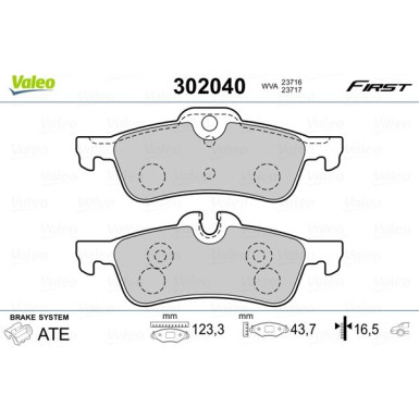 Valeo | Bremsbelagsatz, Scheibenbremse | 302040