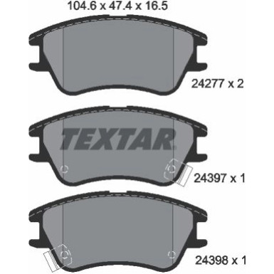 Textar | Bremsbelagsatz, Scheibenbremse | 2427701