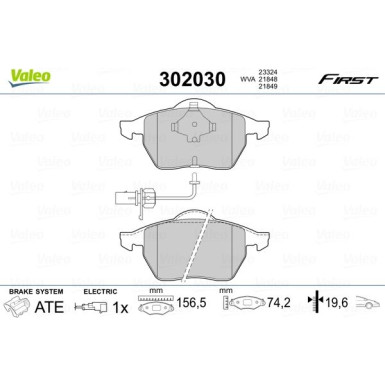 Valeo | Bremsbelagsatz, Scheibenbremse | 302030