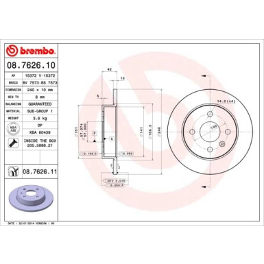 Brembo | Bremsscheibe | 08.7626.11