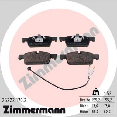 Zimmermann | Bremsbelagsatz, Scheibenbremse | 25222.170.2