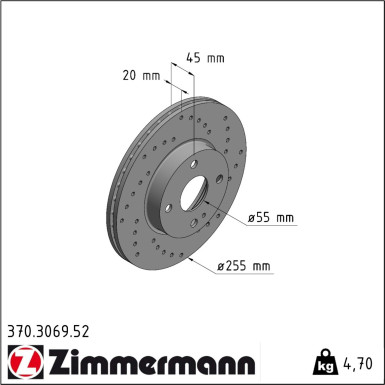 Zimmermann | Bremsscheibe | 370.3069.52