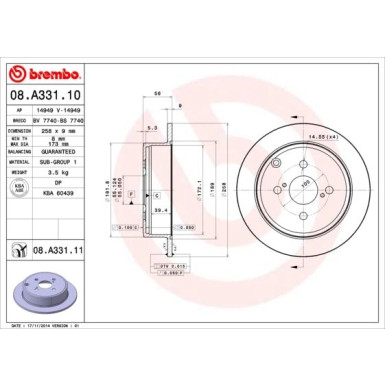 Brembo | Bremsscheibe | 08.A331.11