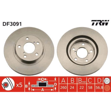 TRW | Bremsscheibe | DF3091