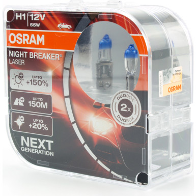 Osram | Glühlampe, Fernscheinwerfer | H1 HALOGEN 12V SCHEINWERFERLAMPE DUO | 64150NL-HCB