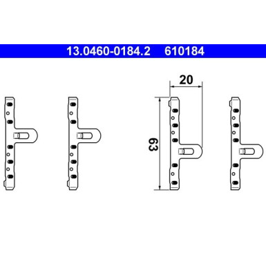ATE | Zubehörsatz, Scheibenbremsbelag | 13.0460-0184.2