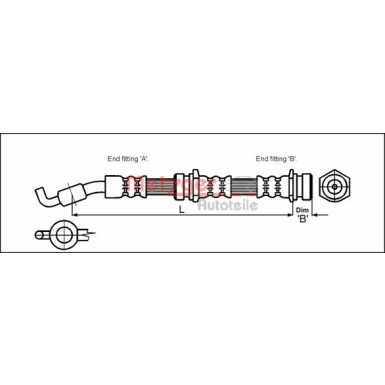 Metzger | Bremsschlauch | 4114722