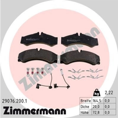 Zimmermann | Bremsbelagsatz, Scheibenbremse | 29076.200.1