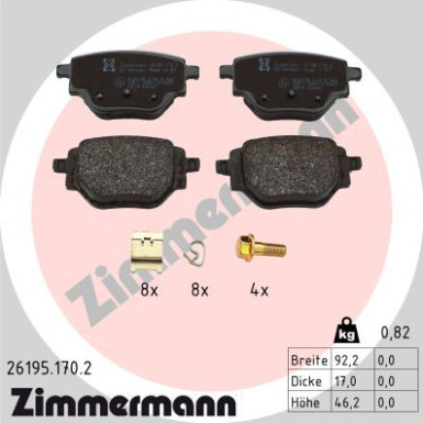 Zimmermann | Bremsbelagsatz, Scheibenbremse | 26195.170.2