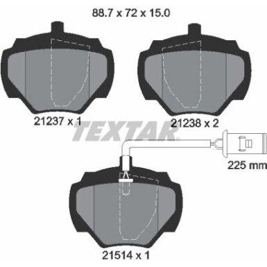 Textar | Bremsbelagsatz, Scheibenbremse | 2123701