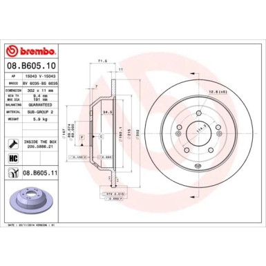 Brembo | Bremsscheibe | 08.B605.11