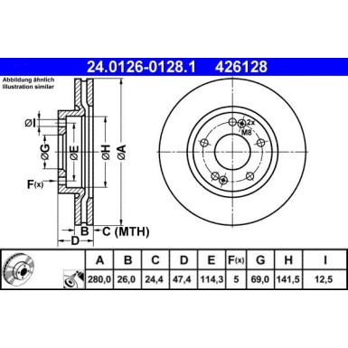 ATE | Bremsscheibe | 24.0126-0128.1