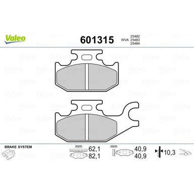 Valeo | Bremsbelagsatz, Scheibenbremse | 601315