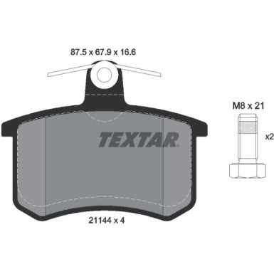 Textar | Bremsbelagsatz, Scheibenbremse | 2114401