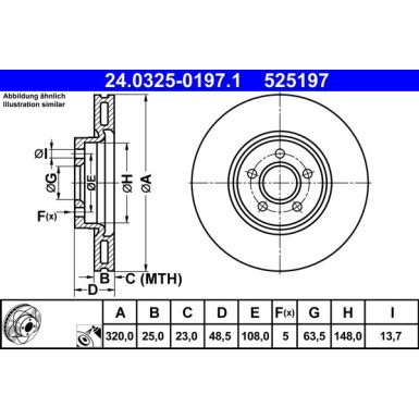 ATE | Bremsscheibe | 24.0325-0197.1