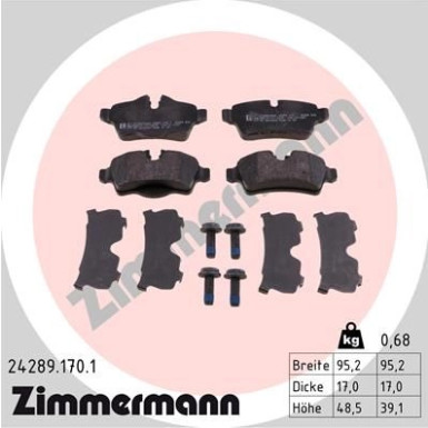 Zimmermann | Bremsbelagsatz, Scheibenbremse | 24289.170.1