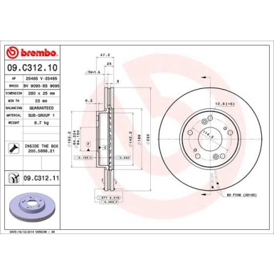 Brembo | Bremsscheibe | 09.C312.11