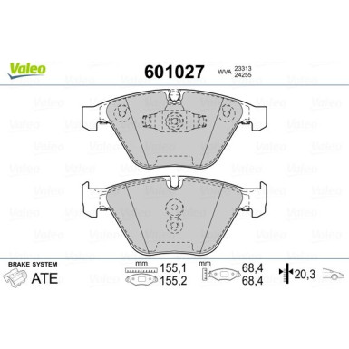 Valeo | Bremsbelagsatz, Scheibenbremse | 601027