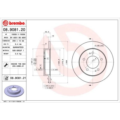 Brembo | Bremsscheibe | 08.9081.21