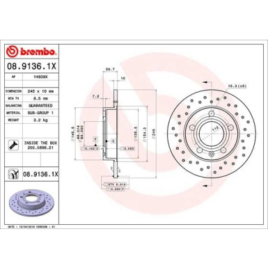 Brembo | Bremsscheibe | 08.9136.1X