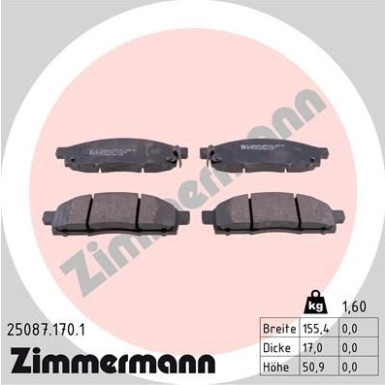 Zimmermann | Bremsbelagsatz, Scheibenbremse | 25087.170.1