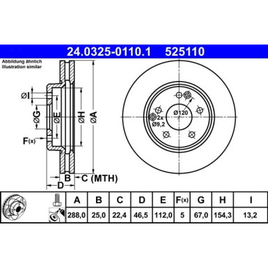 ATE | Bremsscheibe | 24.0325-0110.1