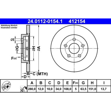 ATE | Bremsscheibe | 24.0112-0154.1