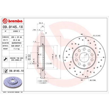 Brembo | Bremsscheibe | 09.9145.1X