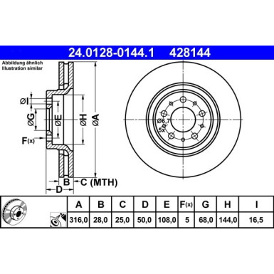 ATE | Bremsscheibe | 24.0128-0144.1