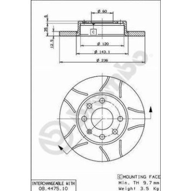 Brembo | Bremsscheibe | 08.4475.75