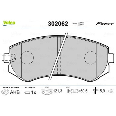 Valeo | Bremsbelagsatz, Scheibenbremse | 302062