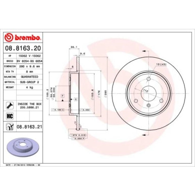 Brembo | Bremsscheibe | 08.8163.21