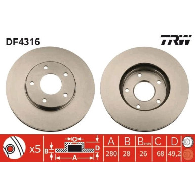 TRW | Bremsscheibe | DF4316