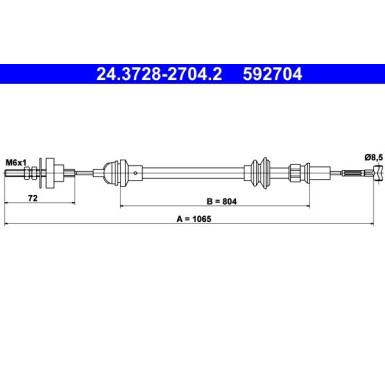 ATE | Seilzug, Kupplungsbetätigung | 24.3728-2704.2
