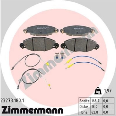 Zimmermann | Bremsbelagsatz, Scheibenbremse | 23273.180.1