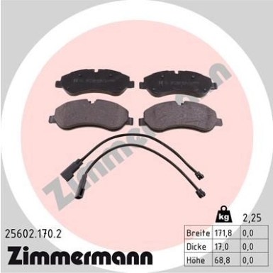 Zimmermann | Bremsbelagsatz, Scheibenbremse | 25602.170.2