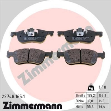 Zimmermann | Bremsbelagsatz, Scheibenbremse | 22748.165.1