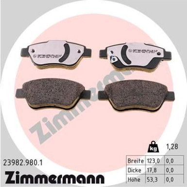 Zimmermann | Bremsbelagsatz, Scheibenbremse | 23982.980.1