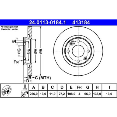 ATE | Bremsscheibe | 24.0113-0184.1