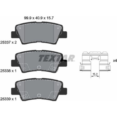 Textar | Bremsbelagsatz, Scheibenbremse | 2533709