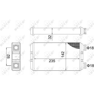 NRF | Wärmetauscher, Innenraumheizung | mit Rohranschluss | 54312