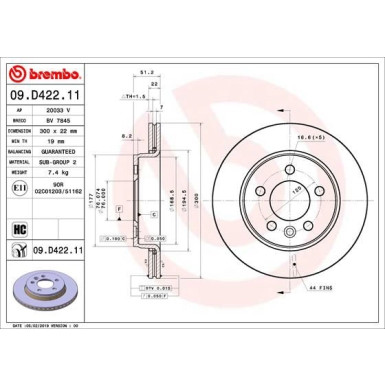 Brembo | Bremsscheibe | 09.D422.11