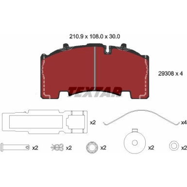Textar | Bremsbelagsatz, Scheibenbremse | 2930801