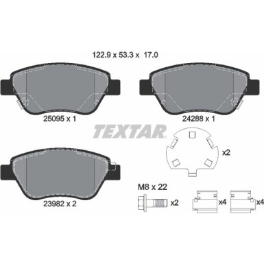 Textar | Bremsbelagsatz, Scheibenbremse | 2509501