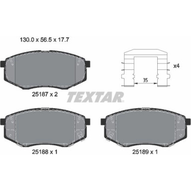 Textar | Bremsbelagsatz, Scheibenbremse | 2518704