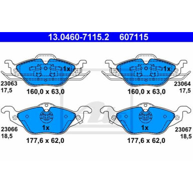 ATE | Bremsbelagsatz, Scheibenbremse | 13.0460-7115.2