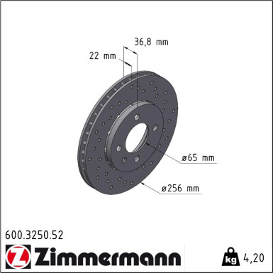 Zimmermann | Bremsscheibe | 600.3250.52