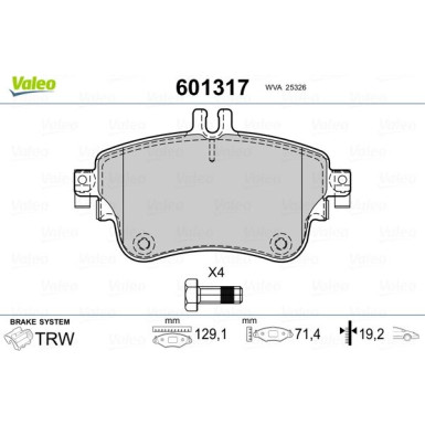 Valeo | Bremsbelagsatz, Scheibenbremse | 601317